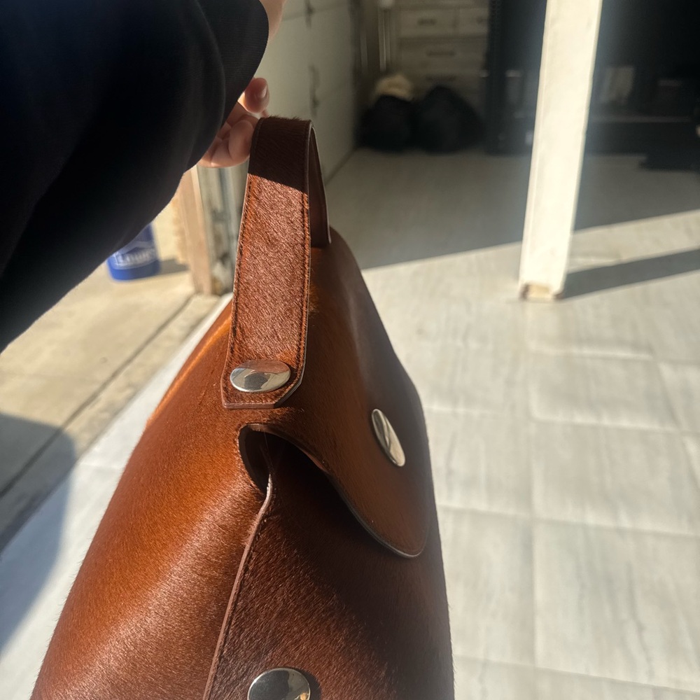 Celine Tan Leather Clutch with Silver Accents - Picture 2 of 7